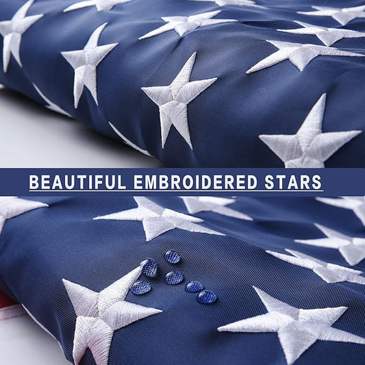 American Flags for Outside 8x12, USA US Flag Heavy Duty Outdoor, Made of 210D Oxford Fabric, Embroidered Stars, Brass Grommets