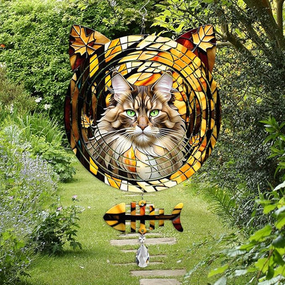 Maine Coon Cat Wind Spinner, Maine Coon Cat Wind Spinner Hanging for Yard and Garden