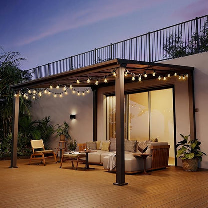 10 * 12FT Pergola,Outdoor Gazebo,Hardtop Lean to Gazebo,Wall Mounted Pergola,Pergolas Gazebos Clearance,Aluminum Frame Pergola,UV Resistant Patio Roof,Patio Awnings for Porch,Lawn,Backyard