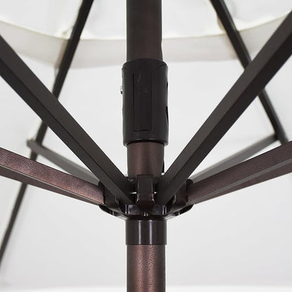 California Umbrella 9' Rd Sunbrella Aluminum Patio Umbrella, Crank Lift, Auto Tilt, Bronze Pole, Jockey Red