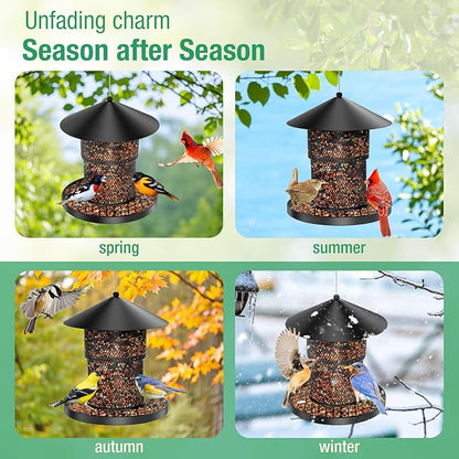 Bird Feeder for Outdoor Hanging, Large Squirrel Proof Birdfeeders - Heavy Duty Metal Bird Feeders for Outside Hanging, 4 Lb Large Capacity Birdfeeder to Attracting Birds
