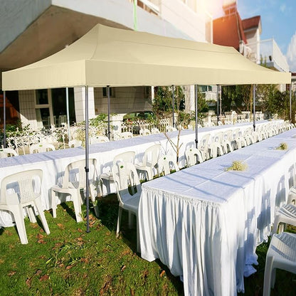 COBIZI 10x30 Pop up Canopy Tent 10x30 Canopy with Sidewall Waterproof Heavy Duty Commercial for Parties Outdoor Garden Gazebo Tent, Carry Bag with Wheel(10x30ft with Sidewalls,Khaki)