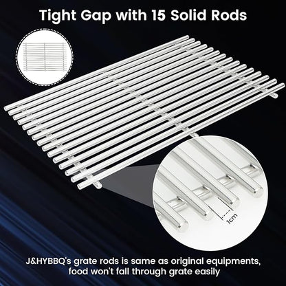 J&YNBBQ 17.4" 9mm Stainless Steel Grill Grates Replacement for Weber Spirit 300 & GS4 Spirit II 300 Series –, Fits E310, E320, E330, S310, S320, S330, Replaces Weber 7639, 7638, 7527 (2 Pack)