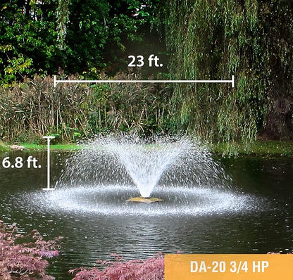 Scott Aerator DA-20 Display Pond Aerator - 3/4 Horse Power 115V 70ft Cord | Aerating Pond Fountain for Up to 1 Acre | Pond Aerator Pump for Small Ponds | Pond Aeration System