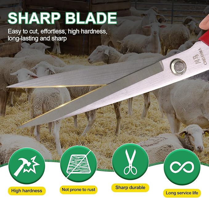 Manual Wool Shearing Shear Stainless Steel Trimming Scissor Long blades Multifunctional garden shears Craft Scissors with spring Red