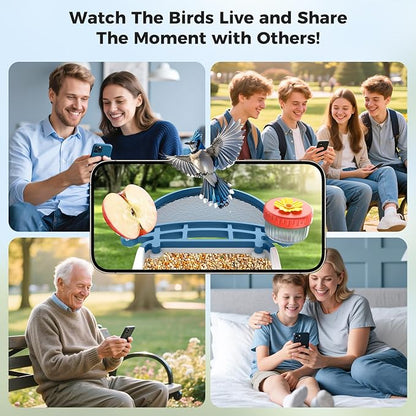 Bird Feeder with Camera, Smart Birdfeeder with Solar-Powered, 5MP AI Identify Birds 11000, Night Vision, Auto Record Video,Instant Notifications, Bird Feeders for Outdoors, Birds Watching Gifts
