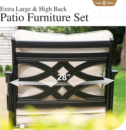 Sophia & William Extra Large & High Back Patio Furniture Set Metal Modern Outdoor Conversation Sets with Swivel Chairs