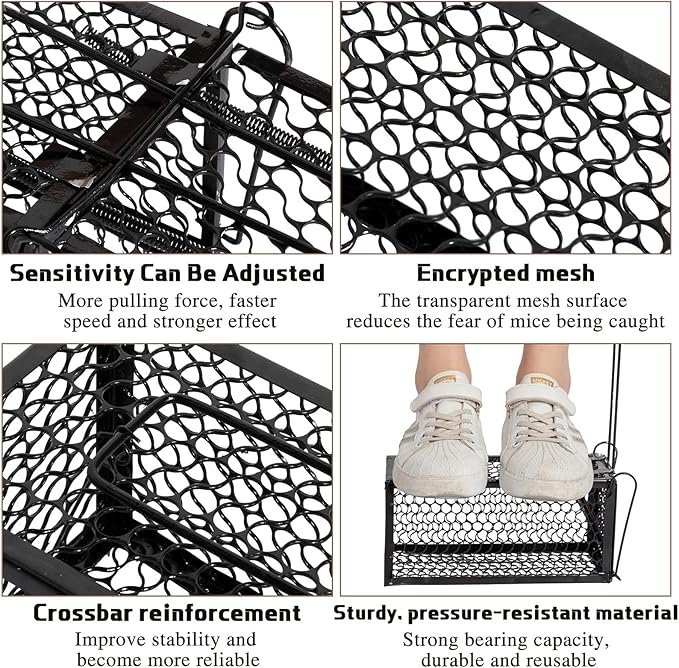 Qualirey 4 Pcs Humane Rat Trap Chipmunk Rodent Mouse Squirrel Trap Small Live Animal Mouse Voles Hamsters Live Cage Rat Cage for Mice Easy to Catch and Release (9.1 x 4.5 x 4.5 Inches,Black)