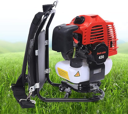3 in 1 Backpack Brush Cutter Tiller, 43cc 2 Stroke Gas Powered Grass Hedge Trimmer Air-Cooled Single Cylinder Cultivator Lawn Mower for Farmland Weeding, Harvesting, Clearing (Head 1E40F-5)