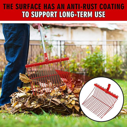 Tandefio 1 Pack Pitchfork Replacement Head Metal Horse Manure Rake Gardening Pitch Fork with Angled Tines for Horse Stall Poop Picking up(Red)