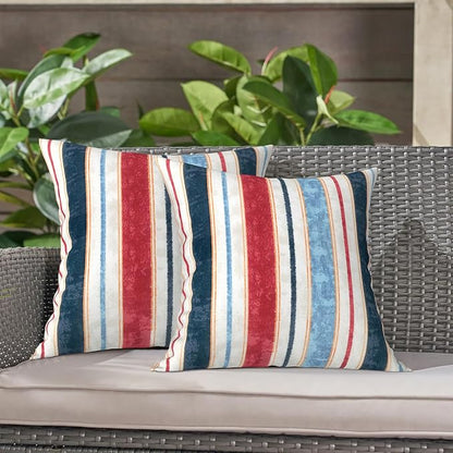 LVTXIII Outdoor Throw Pillow Covers 20 x 20 Inch, Covers ONLY Modern Cute Pattern Decorative Square Toss Pillow Case Pack of 2 for Home Patio Garden Sofa Bed Furniture, Stripe Red Blue