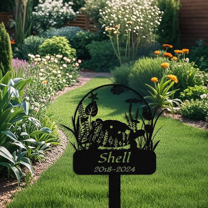 Custom Floral Turtle Memorial Stake,Personalized Metal Turtle Grave Marker,Outdoor Tortoise Sign Garden Yard Decor,Gift for Turtle Lover Turtle-2 16inch