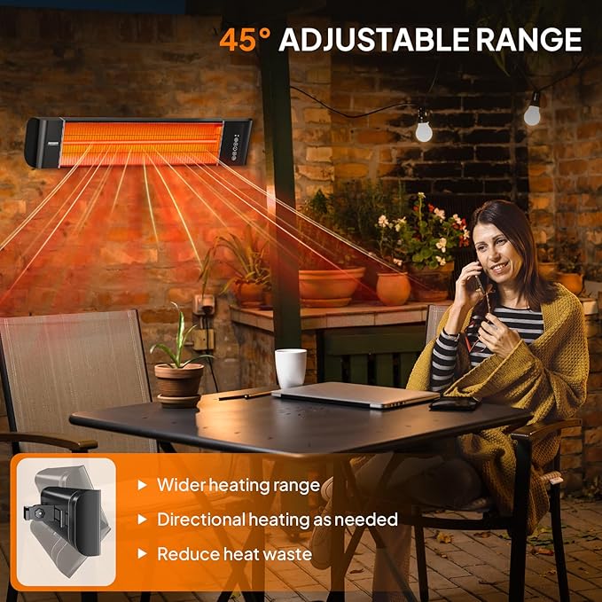 ROVSUN 1500W Outdoor Electric Heater, Patio Wall Mounted Heater with 12H Timer, 3 Adjustable Modes, 3s Instant Heating for Indoor Outdoor Backyard Garage (2 Set)