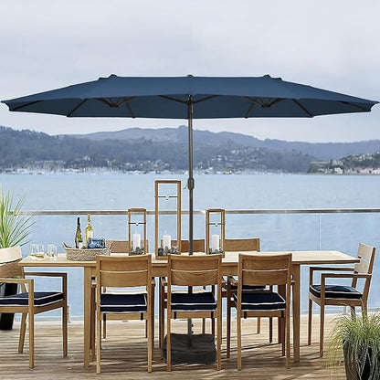Sundale Outdoor 15ft Large Patio Umbrella with Base Included and Umbrella Cover, Outdoor Double-Sided Umbrella