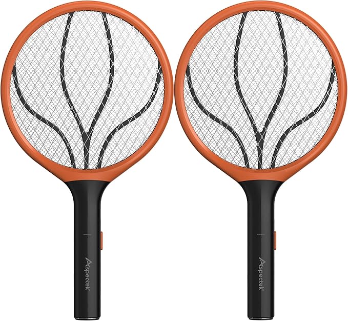 ASPECTEK 2-Pack Electric Fly Swatter, 3000V Bug Zapper and Mosquito Racket for Indoor and Outdoor Use, Handheld Insect and Mosquito Killer (2xAA Batteries Not Included)