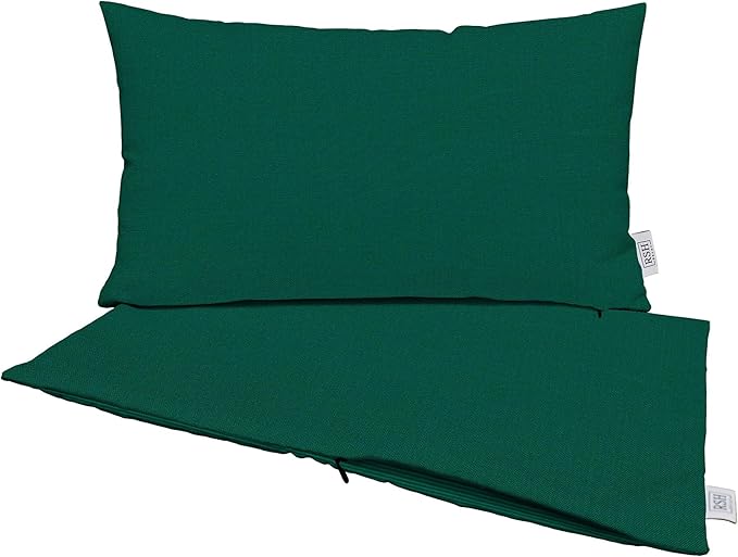 RSH DECOR: Sunbrella Pillow Covers Set of 2 | Covers Only - 26" x 16" | Outdoor Lumbar Pillow Covers Crafted with Sunbrella Performance Fabric | Canvas Forest Green