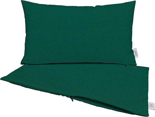 RSH DECOR: Sunbrella Pillow Covers Set of 2 | Covers Only - 26" x 16" | Outdoor Lumbar Pillow Covers Crafted with Sunbrella Performance Fabric | Canvas Forest Green