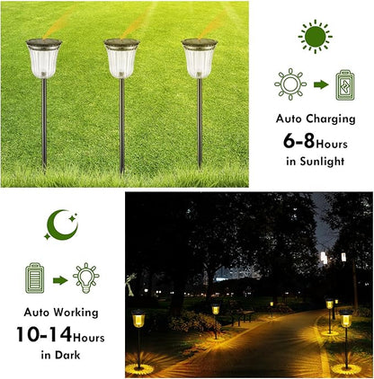 Solar Pathway Lights, 6 Pack 200 Lumens Super Bright Solar Lights Outdoor Waterproof with 2 Lighting Modes, Auto On/Off Outdoor Solar Lights for Yard, Walkway, Lawn, Driveway, Path,Outside