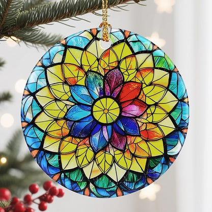 Christmas Ornaments, Ceramic-Style Christmas Decorations, Xmas Tree Ornaments, Heirloom Keepsakes, Holiday Dcor, Holiday Presents, Unique Xmas Gifts, Gift Exchange, Gift Idea - Rainbow Mandala