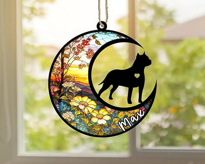 Personalized Dog Memorial, Custom Name American Staffordshire Terrier Dog Christmas Ornament, Custom Breeds, Pet Loss Light Catcher, Gifts for Lovers Loss of Pet Sympathy on Mothers Day Christmas