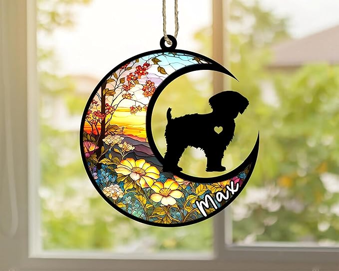 Personalized Dog Memorial, Custom Name Yorkipoo Dog Christmas Ornament with Name, Custom Breeds, Pet Loss Light Catcher, Gifts for Lovers Loss of Pet Sympathy on Mothers Day Christmas