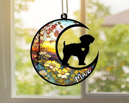 Personalized Dog Memorial, Custom Name Yorkipoo Dog Christmas Ornament with Name, Custom Breeds, Pet Loss Light Catcher, Gifts for Lovers Loss of Pet Sympathy on Mothers Day Christmas