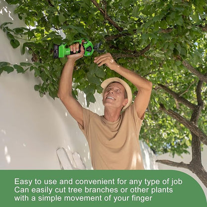 Cordless Electric Pruning Shears Battery Powered Tree Branch Pruner Cut Capacity of 40mm / 1.58inches, 2 x 2 Ah Lithium Rechargeable Battery 6-8 Working Hours Green