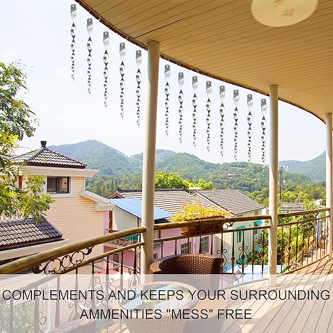 Hausse 30 Pack Bird Deterrents for Outside, Bird Repellent Hanging Silver Plastic Reflectors Scare Rods, Garden Decorative Reflective Scare Birds Away, Like Woodpeckers, Pigeons and Geese