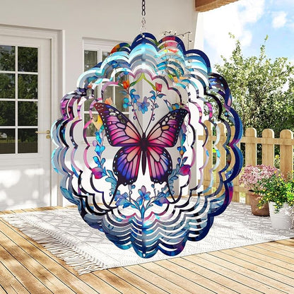 Butterfly Wind Spinner Outdoor - Birthday Gifts for Women, Men, Mom, Father, Garden Decor Gifts, Hanging Wind Sculptures 12 inch 3D Wind Spinners for Outdoor Decor for Outside, Yard, Patio Deals