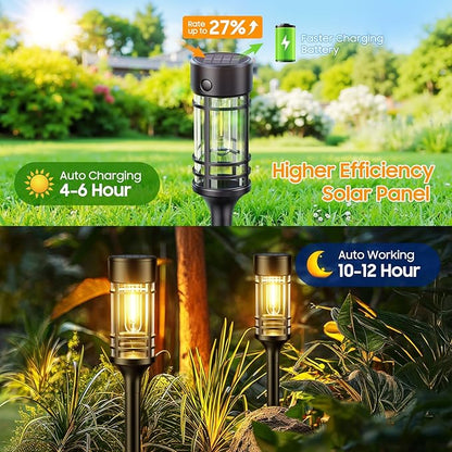 LETMY 12 Pack Solar Pathway Lights Outdoor, Solar Lights Outdoor Waterproof IP65, Bright Solar Garden Lights Outdoor, Auto On/Off Outdoor Solar Lights for Yard Walkway Driveway Landscape Garden Decor