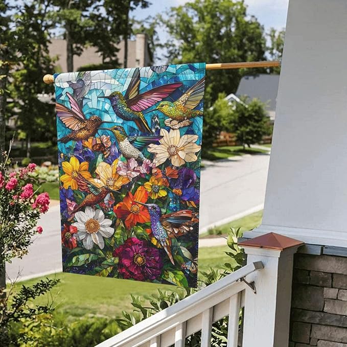 Hummingbird Garden Flag Small Flag Vertical Double Sided Outdoor Yard Flags 12.5x18 Inch for Decorative House Lawn