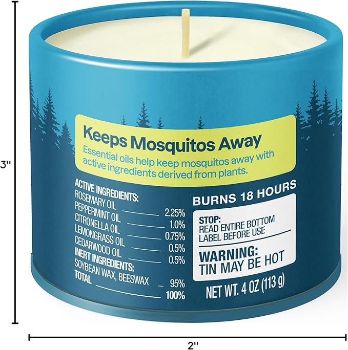 Cliganic Natural Mosquito Repellent Candle (Pack of 2) | Citronella, DEET Free, Essential Oil Infused for Outdoor, Camping | Burns 18 Hours