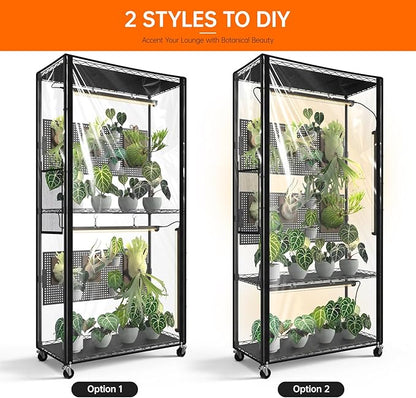 Bstrip Indoor Greenhouse Cabinet with Pegboard, Indoor Greenhouse with 4 Pack 96W Full Spectrum Grow Light for Indoor Plant, Foliage Plants, 29.5"x13.8"x59"