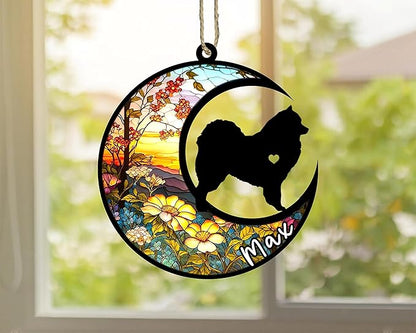 Personalized Dog Memorial, Custom Name Samoyed Dog Christmas Ornament with Name, Custom Breeds, Pet Loss Light Catcher, Gifts for Lovers Loss of Pet Sympathy on Mothers Day Christmas