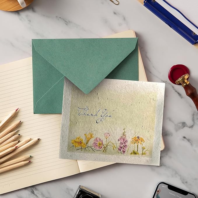 Thank You Set Greeting Card – Plantable Wildflower Seed Paper for Gifts, Special Events Like Mother's Day, and Other Milestone Celebrations