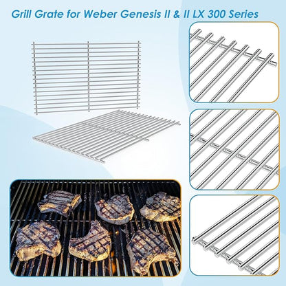 66802 18.75" Grill Grates for Weber GS4 Genesis II 300 Genesis II LX 300 Series, for Weber Genesis 2 Grill Parts for Genesis ii E-310 ii E-315 Grill Grates Replacement Parts for Weber 66095