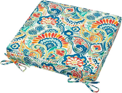 Magpie Fabrics Square Corner Seat Cushion, 18" x 18" x 2.5", 2 Pack, Indoor/Outdoor Waterproof Weather Resistant Universal Chair Pads for Patio Garden Dining - Paisley Multi