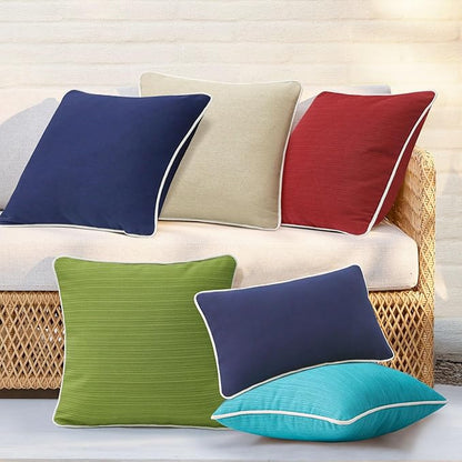 Decorative Outdoor Water Repellent Throw Pillows with Inserts, Set of 4, 20" x20" Pillows for Patio, Backyard, Bed, Couch, and Patio Furniture, Turquoise