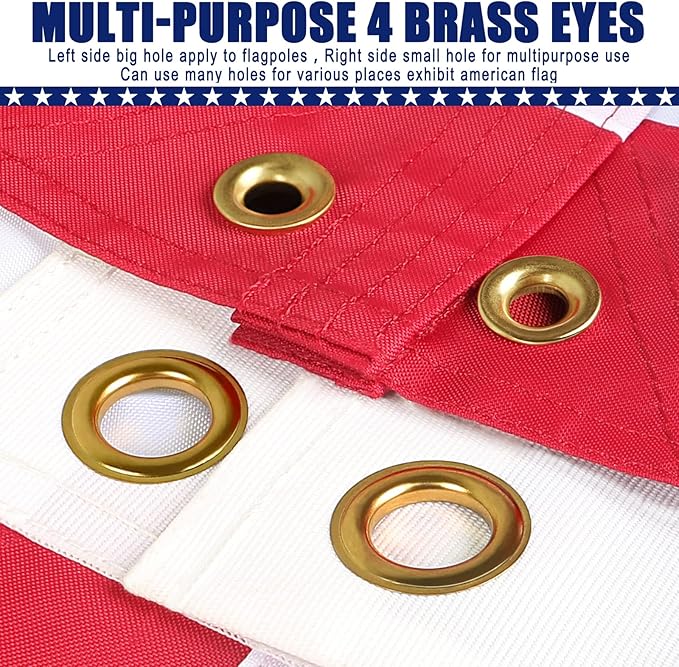 American Flag 3x5 Ft, Four Brass Grommets Multipurpose US Flag, Embroidered Stars, Sewn Stripes, Outdoor Heavy Duty Durable USA Flags, Hanging Indoor/Bedroom/Room/Wall American Flag