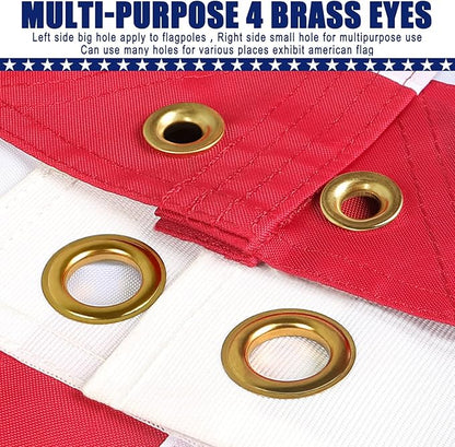 American Flag 3x5 Ft, Four Brass Grommets Multipurpose US Flag, Embroidered Stars, Sewn Stripes, Outdoor Heavy Duty Durable USA Flags, Hanging Indoor/Bedroom/Room/Wall American Flag