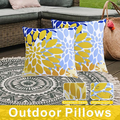 JMGBird Outdoor Throw Pillows with Inserts Pack of 2 18x18 Inches Decorative Pillows, Square Pillow for Bed, Couch, Sofa