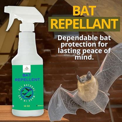 Bat Repellent Spray – Indoor and Outdoor Deterrent to Drive Bats Away from Nesting – Easy Application, Compatible with Any Outdoor Area – Suitable for Attic, Homes, and Barns – 16oz