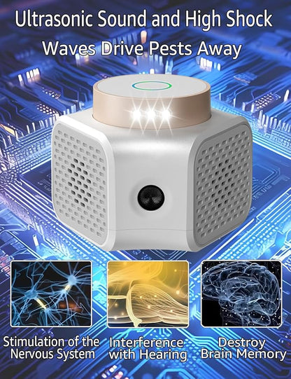Pest Repellent Ultrasonic Plug in, Mice Repellent Indoor Pest Control for Rodent Squirrel Mouse Rat Bat Repeller, Electronic Plug in for House Kitchen Garage Basement Attics