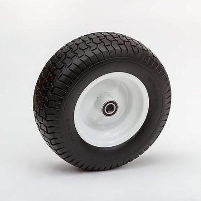 Flat Free Tire | Durable Rubber Replacement Wheel | Tire for Cart, Wagon | 1" Axle Bearing | 4" Hub