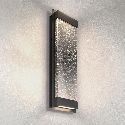 ASD LED 18 Inch Bubble Glass Wall Light Fixture | 22W 520LM 3000K-5000K 100-277V | 3CCT, Waterproof, Dimmable, Up-Down Glow, ETL Listed | Exterior Flush Mount Sconce, Outdoor-Indoor Lighting | Black