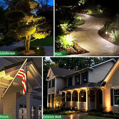 wowlite Landscape Spotlights Outdoor, 12V Low Voltage Landscape Lighting Fixture with 5W MR16 LED Bulb, Black Aluminum Yard Directional Uplights Waterproof for House Trees Patio