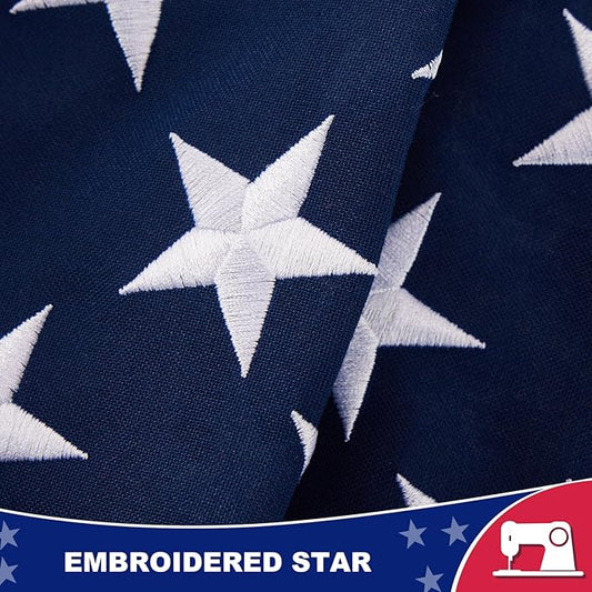 American Flag 5x8 ft Ultra Durable Series, Heavy Duty Spun Polyester, High Wind Fade Resistant US/USA Flags with Embroidered Stars & Sewn Stripes, Perfect for Outdoor Display
