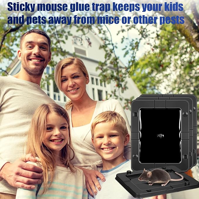 Qualirey 24 Pack Mouse Insect Glue Traps Bulk Strong Sticky Mouse Traps Large Baited Glue Trays for Mice Snakes Indoor Rodent Killer Plastic Sticky Non Toxic Killer for Home Indoor Outdoor