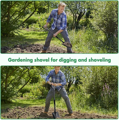 31-Inch Metal Garden Digging Shovel, Black, Ergonomic D-Grip Handle, Ideal for Gardening, Camping, Beach, Snow Removal