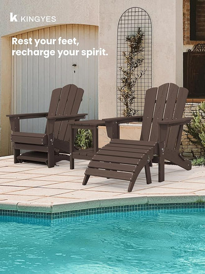 KINGYES Folding Adirondack Ottomans Set of 2 for Adirondack Chair, Coffee